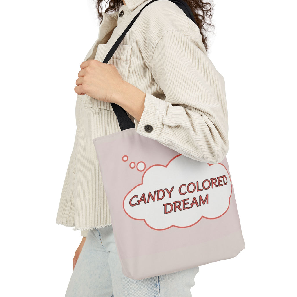 Bubble thought Tote Bag with text "Candy Colored Dream", 5-Color Straps