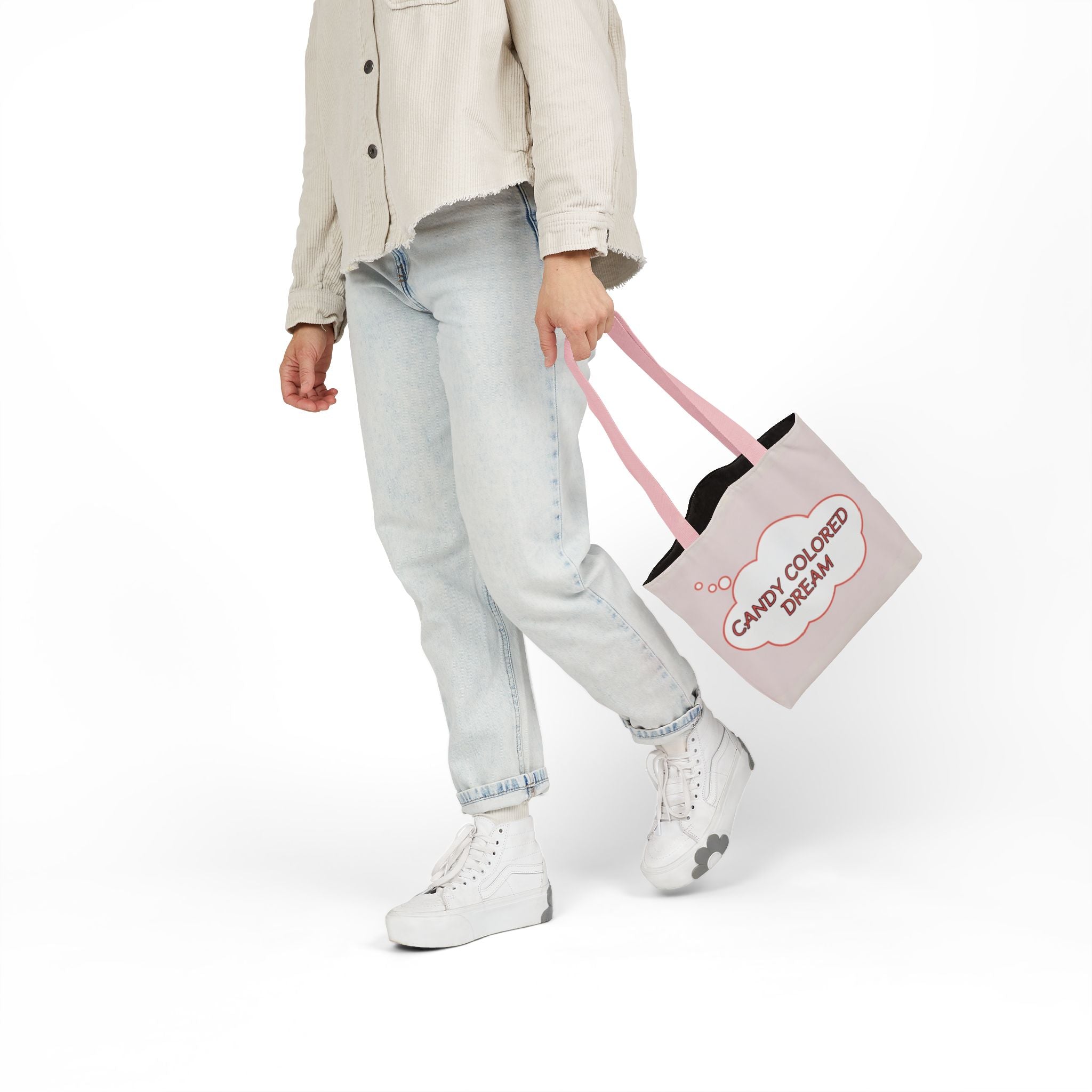 Bubble thought Tote Bag with text "Candy Colored Dream", 5-Color Straps