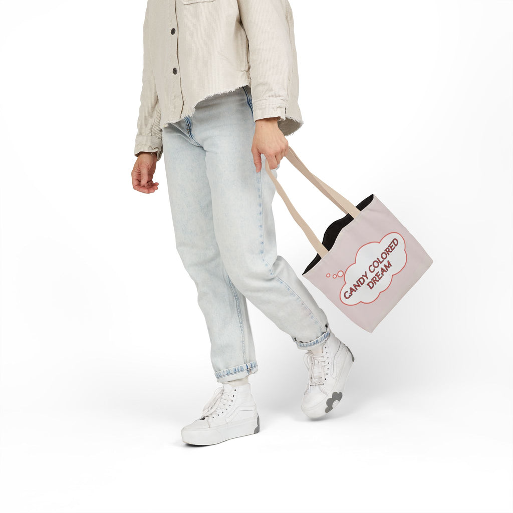 Bubble thought Tote Bag with text "Candy Colored Dream", 5-Color Straps