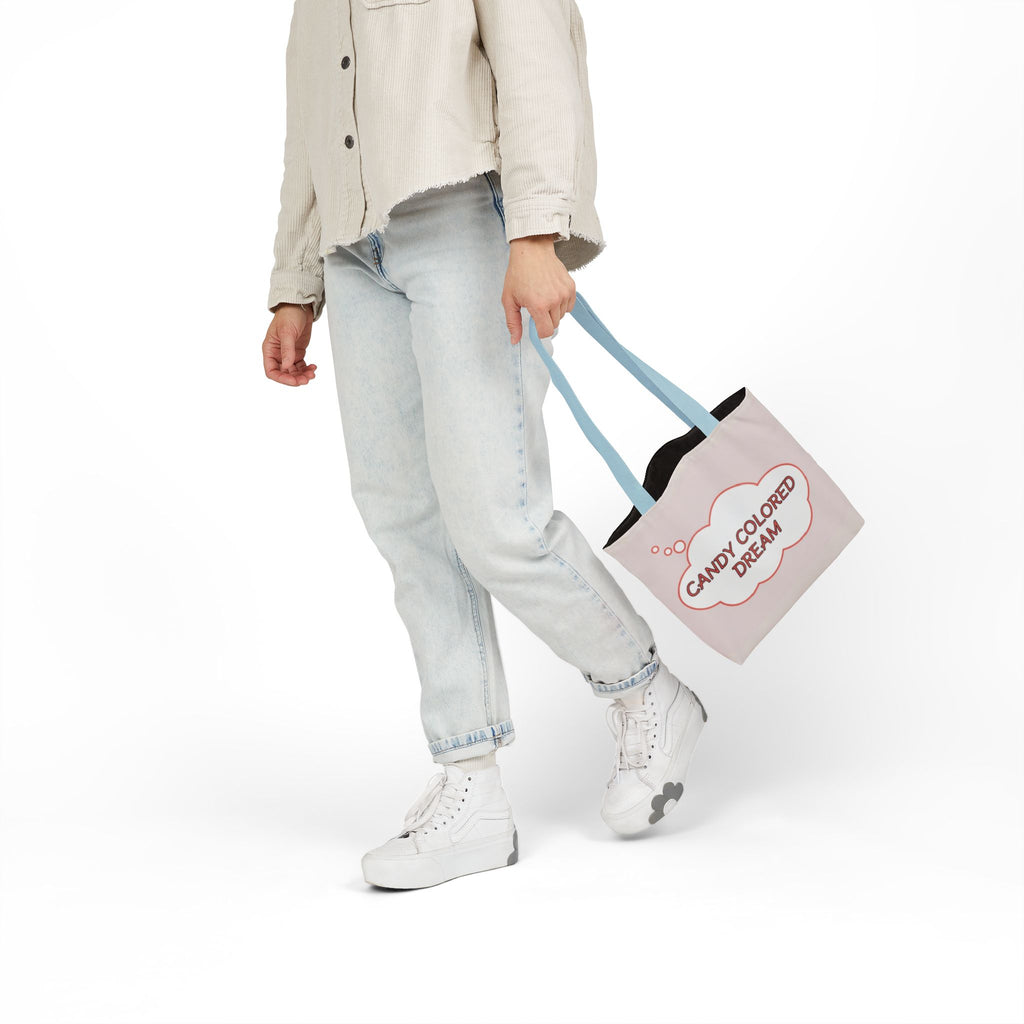 Bubble thought Tote Bag with text "Candy Colored Dream", 5-Color Straps