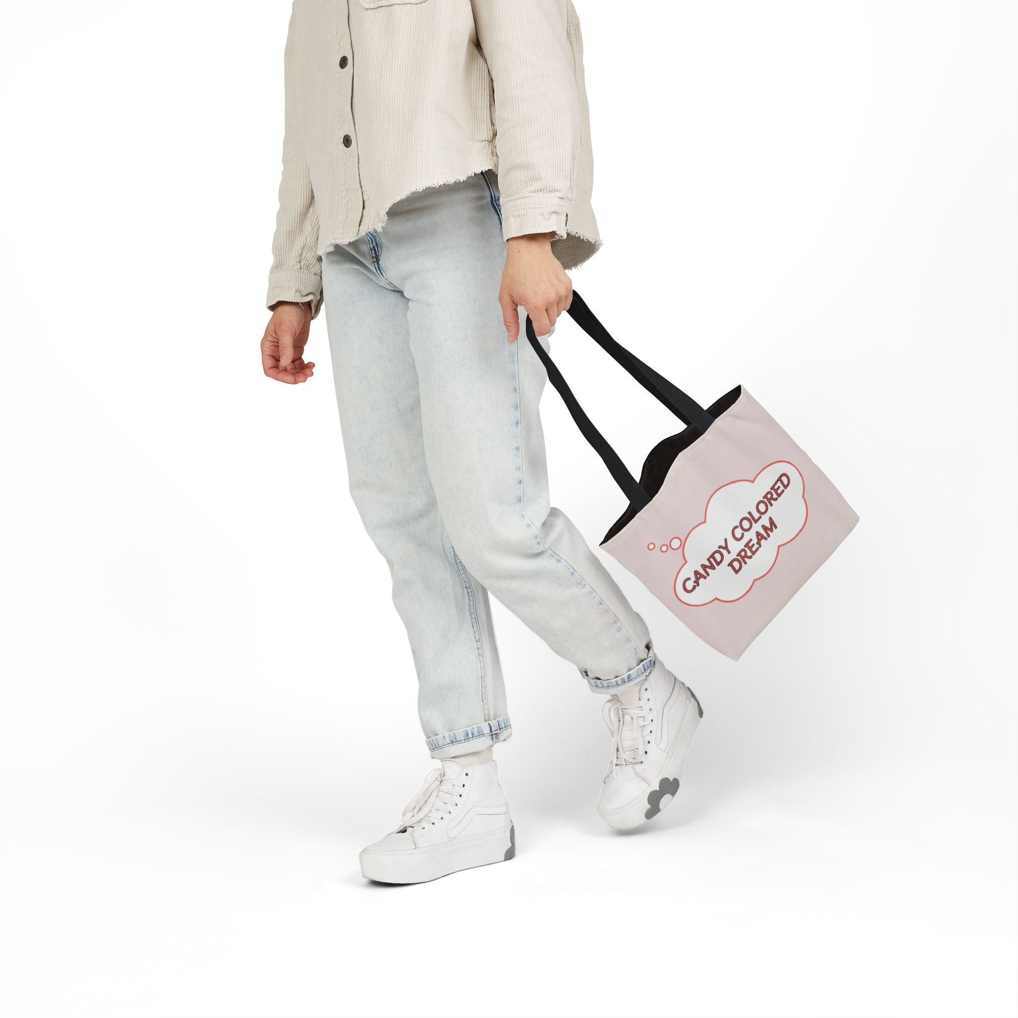 Bubble thought Tote Bag with text "Candy Colored Dream", 5-Color Straps
