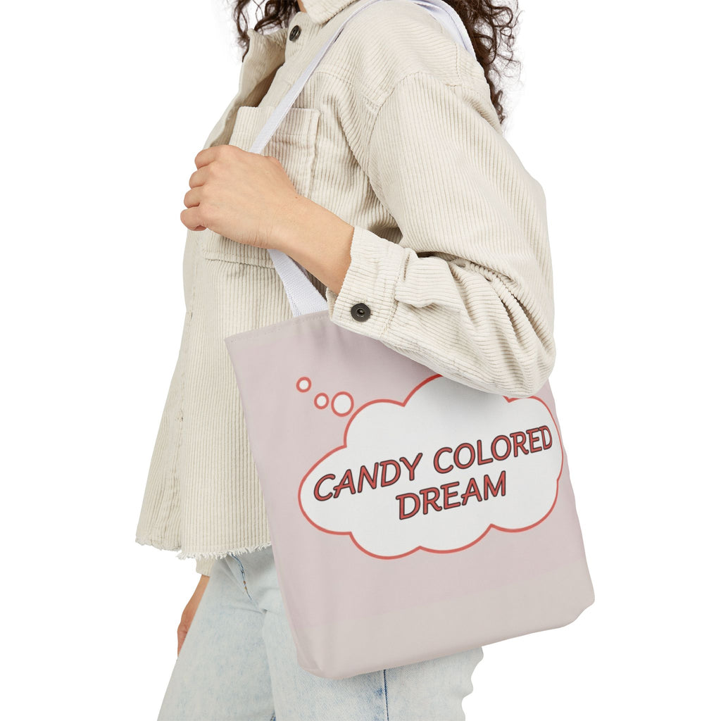 Bubble thought Tote Bag with text "Candy Colored Dream", 5-Color Straps