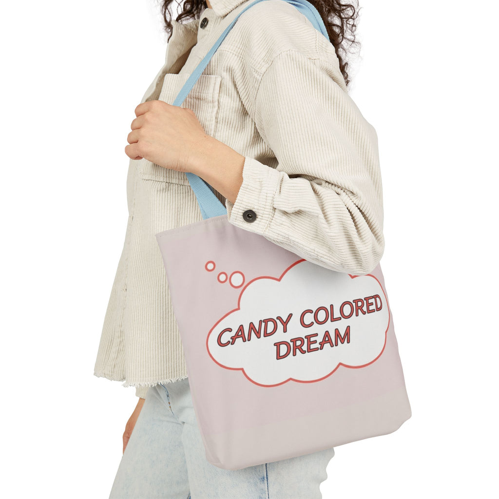 Bubble thought Tote Bag with text "Candy Colored Dream", 5-Color Straps