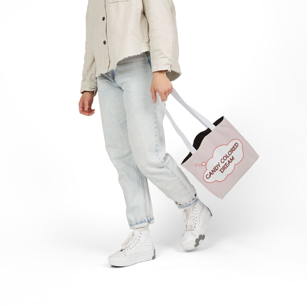 Bubble thought Tote Bag with text "Candy Colored Dream", 5-Color Straps
